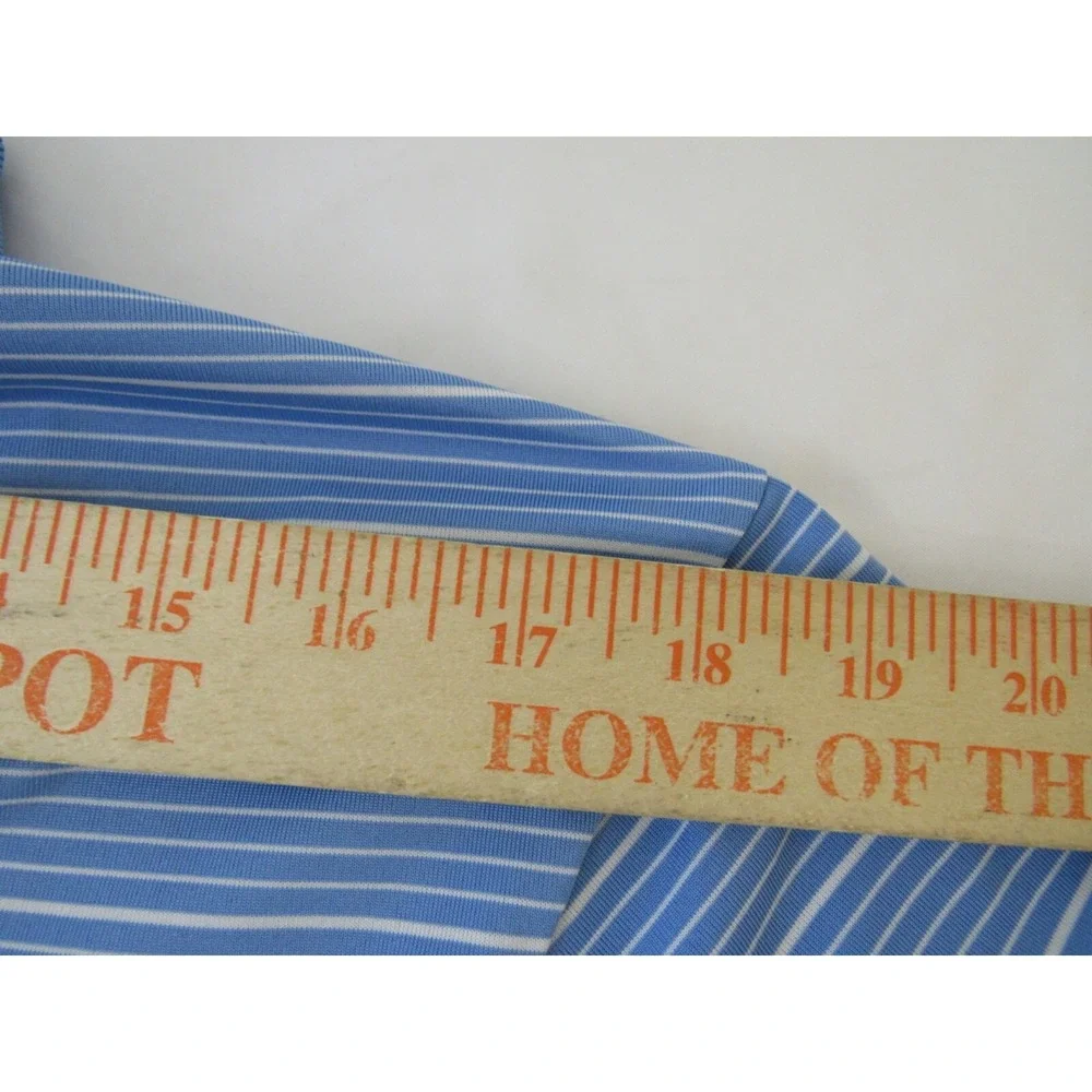 Adidas Polo Mens Size M Striped Blue TORREY PINES Short Sleeve Golf Shirt